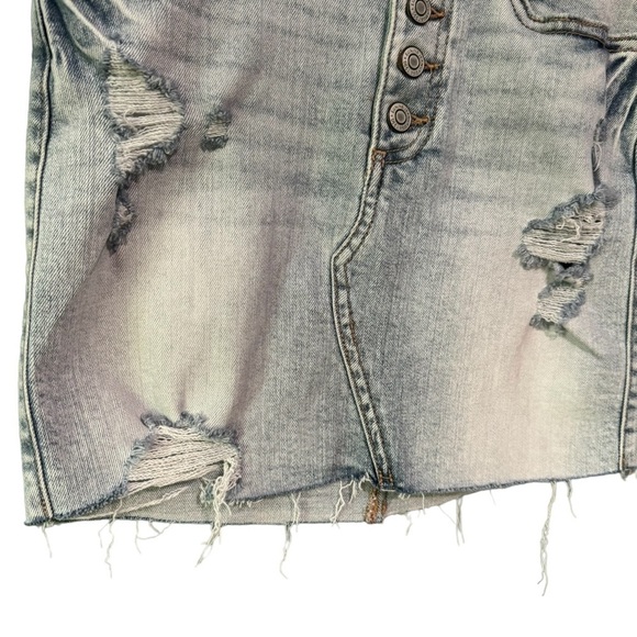 ✨3/$20✨ Eunina Light Wash Blue Alexis High Rise Mini Jean Skirt. Button Fly. XS - Picture 7 of 11